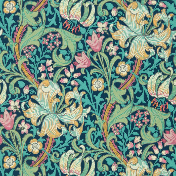 Morris & Co Golden Lily Galactic Ink Wallpaper