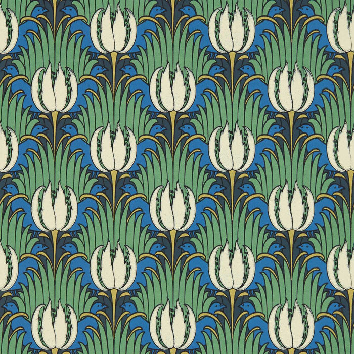 Morris & Co Tulip and Bird Goblin Green & Raven Wallpaper