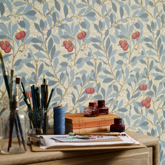 Morris & Co Arbutus Woad/Russet Wallpaper