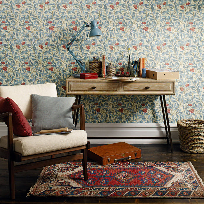 Morris & Co Arbutus Woad/Russet Wallpaper