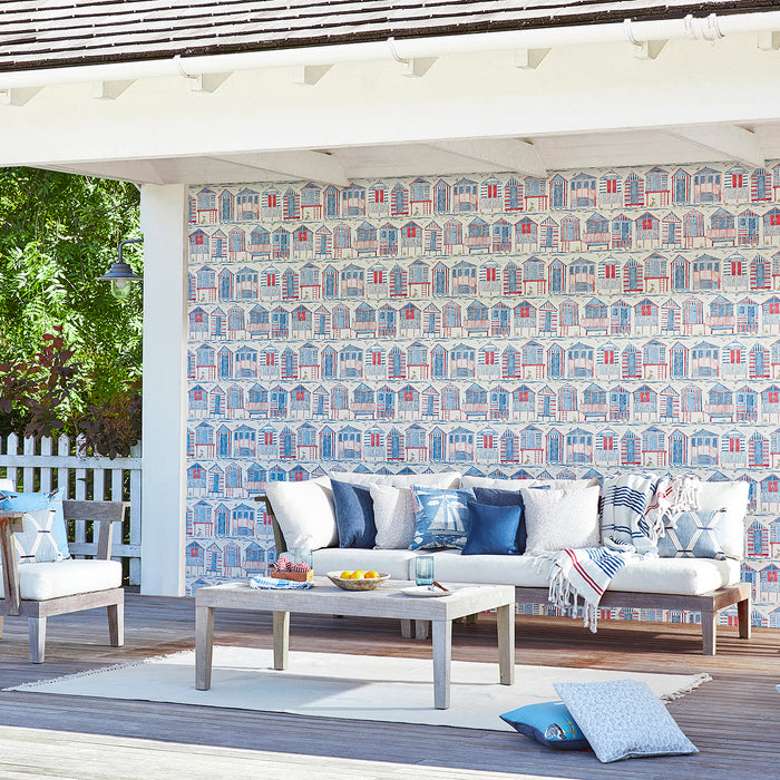 Beach Huts Nautical Wallpaper