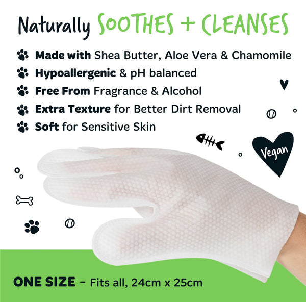 Bugalugs Fragrance Free Glove Pet Wipes for Full Body, Bum & Paws (30)