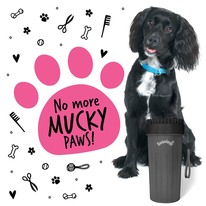 Bugalugs Large Paw Cleaner Cup for Dogs in Black