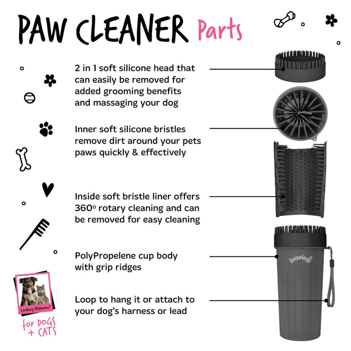 Bugalugs Large Paw Cleaner Cup for Dogs in Black