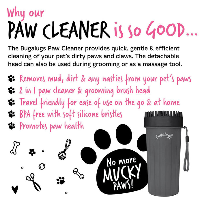 Bugalugs Large Paw Cleaner Cup for Dogs in Black