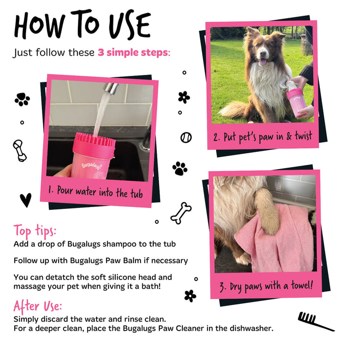 Bugalugs Medium Paw Cleaner Cup for Dogs & Cats in Pink
