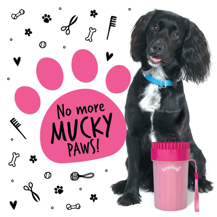 Bugalugs Medium Paw Cleaner Cup for Dogs & Cats in Pink