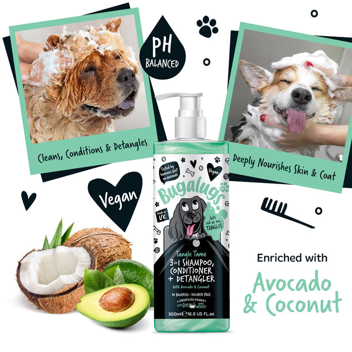 Bugalugs Tangle Tame 3-in-1 Dog Shampoo, Conditioner & Detangler