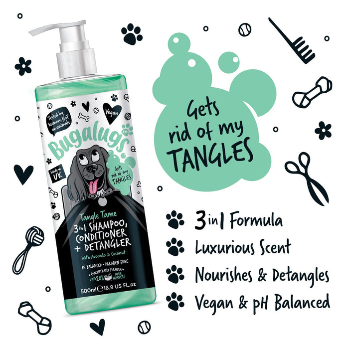 Bugalugs Tangle Tame 3-in-1 Dog Shampoo, Conditioner & Detangler