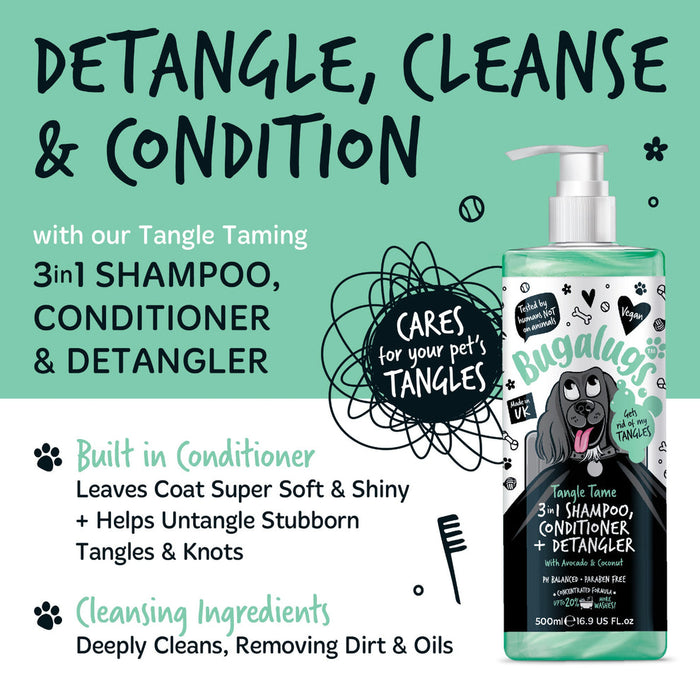 Bugalugs Tangle Tame 3-in-1 Dog Shampoo, Conditioner & Detangler