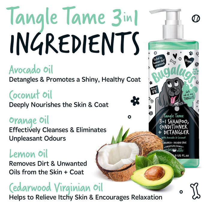 Bugalugs Tangle Tame 3-in-1 Dog Shampoo, Conditioner & Detangler