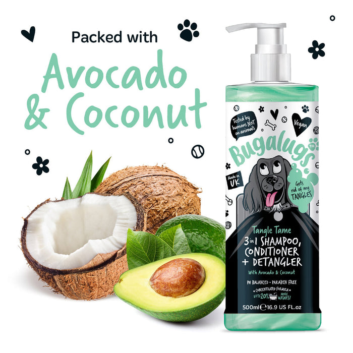 Bugalugs Tangle Tame 3-in-1 Dog Shampoo, Conditioner & Detangler
