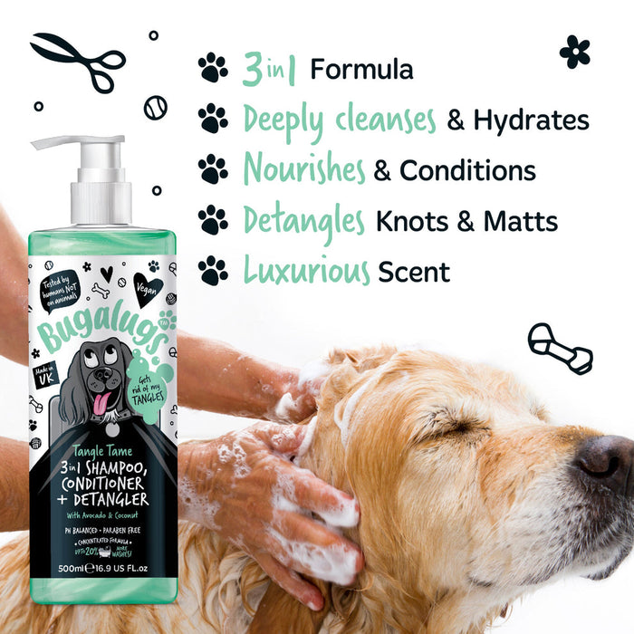 Bugalugs Tangle Tame 3-in-1 Dog Shampoo, Conditioner & Detangler