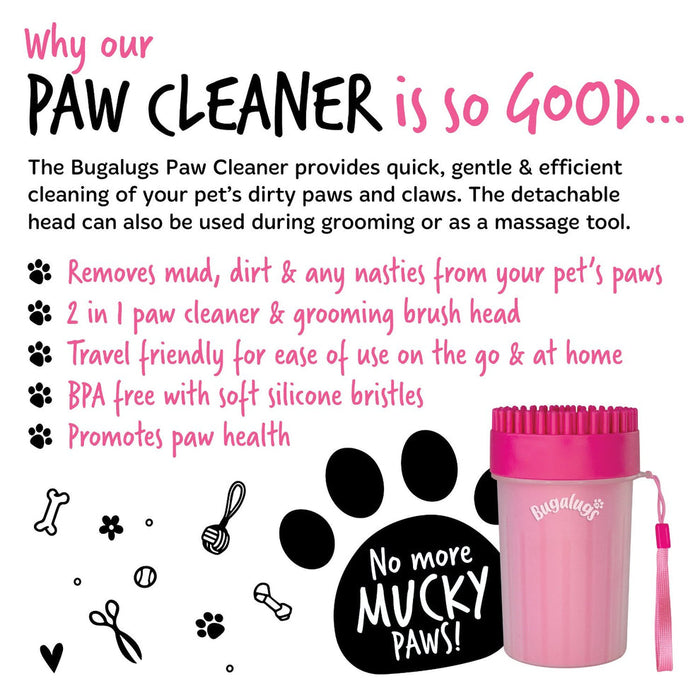 Bugalugs Medium Paw Cleaner Cup for Dogs & Cats in Pink