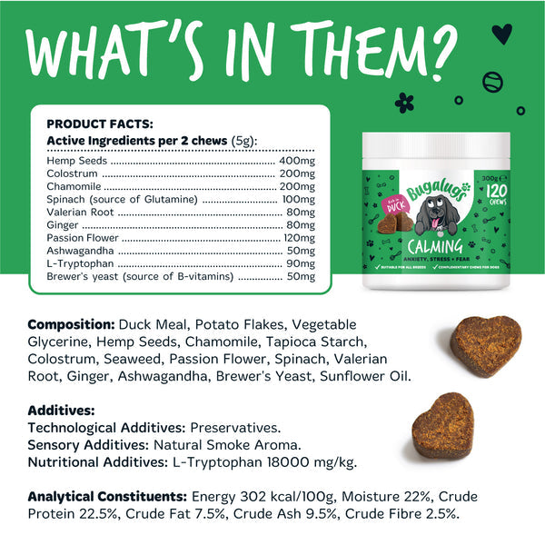 Bugalugs Calming Supplement Chews for dogs 120x