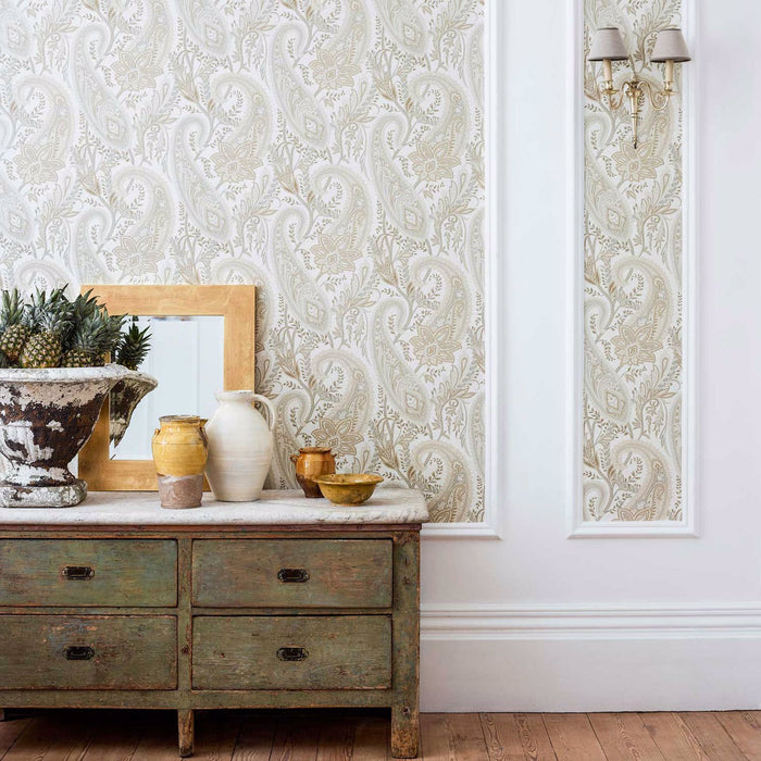 Cashmere Paisley Duck Egg/Opal Wallpaper