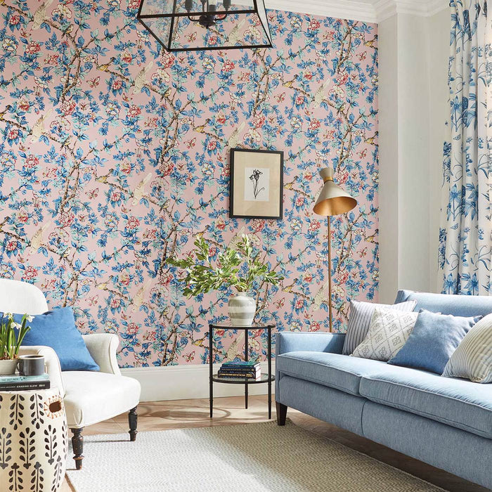 Caverley Rose/French Blue Wallpaper