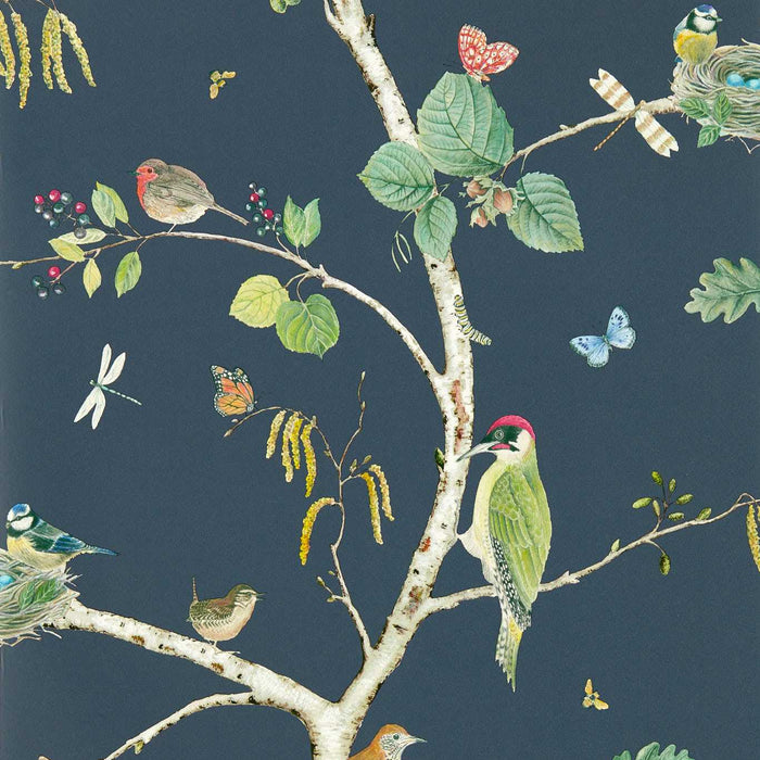 Woodland Chorus Charcoal Wallpaper