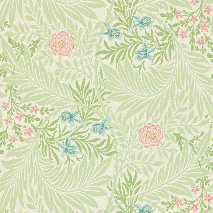 Morris & Co Larkspur Green/Coral Wallpaper