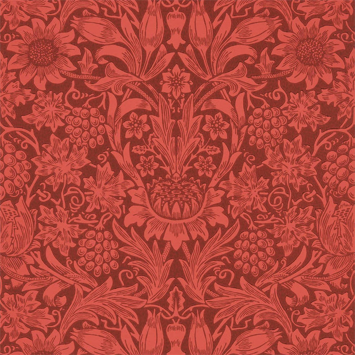 Morris & Co Sunflower Chocolate/Red Wallpaper