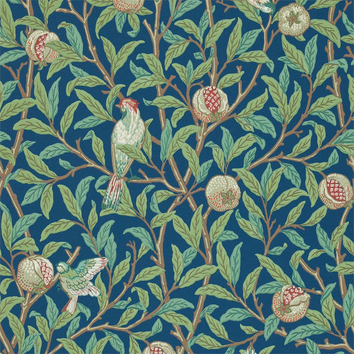 Morris & Co Bird & Pomegranate Blue/Sage Wallpaper