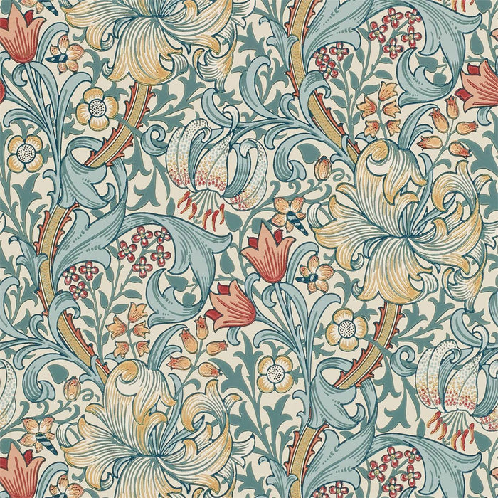 Morris & Co Golden Lily Slate/Manilla Wallpaper