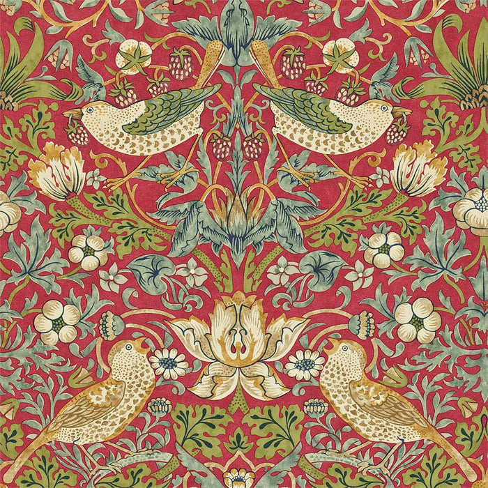 Morris & Co Strawberry Thief 216848 Crimson/Slate Wallpaper