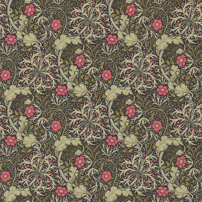 Morris & Co Morris Seaweed Ebony/Poppy Wallpaper