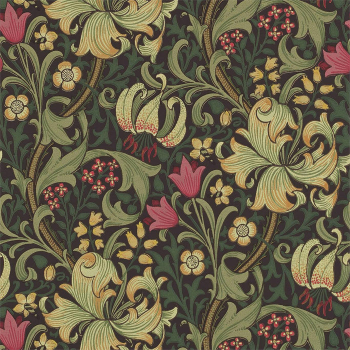 Morris & Co Golden Lily Charcoal/Olive Wallpaper