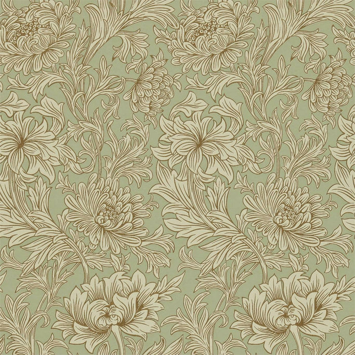 Morris & Co Chrysanthemum Toile 210418 Eggshell/Gold Wallpaper