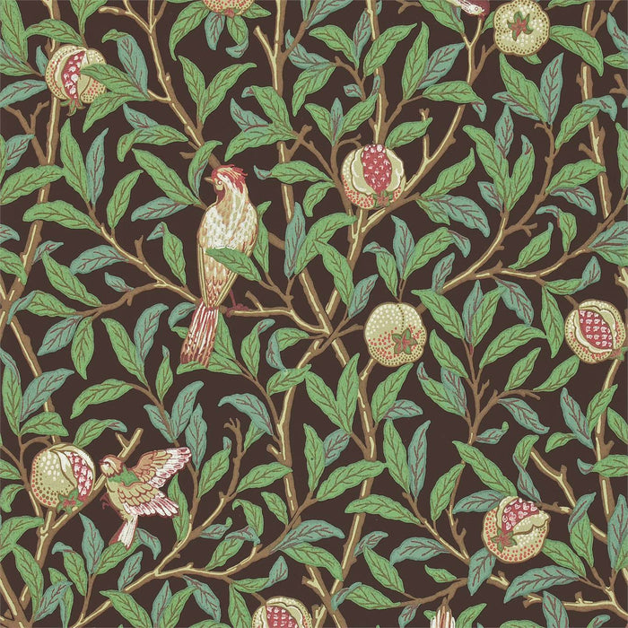 Morris & Co Bird & Pomegranate Charcoal/Sage Wallpaper