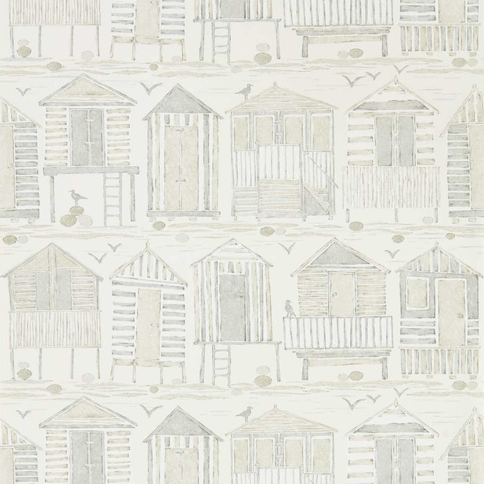 Beach Huts Driftwood Wallpaper