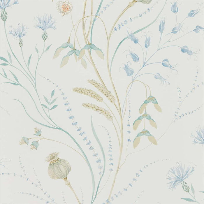 Summer Harvest Cornflower/Wheat Wallpaper