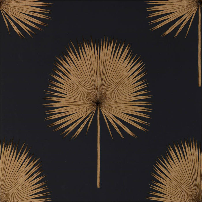 Fan Palm Charcoal/Gold Wallpaper