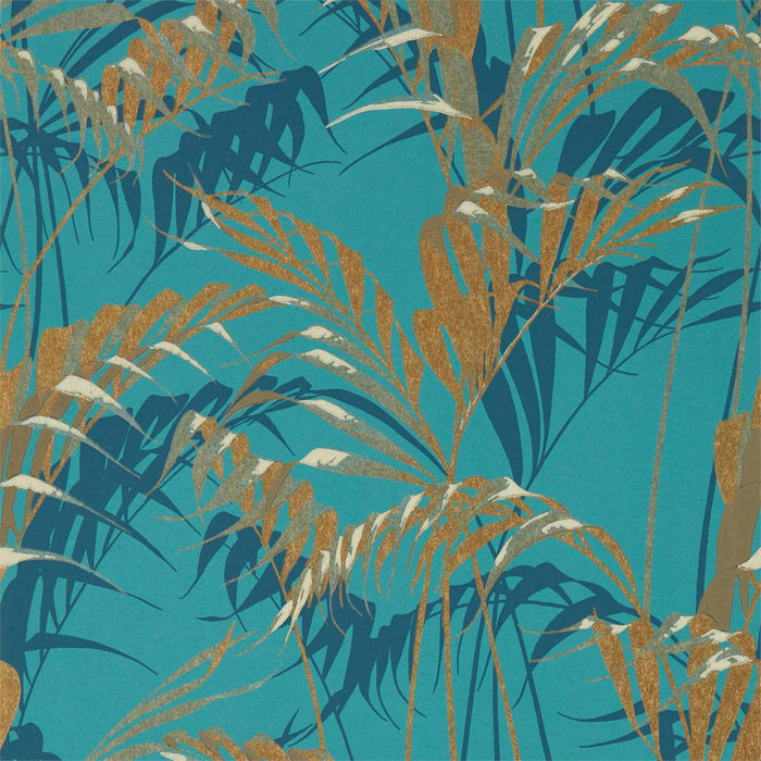 Palm House Teal/Gold Wallpaper