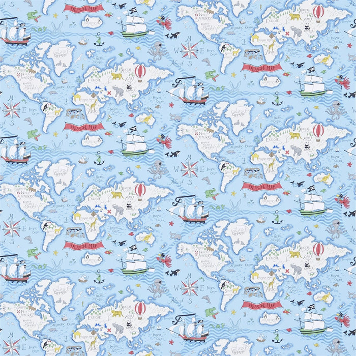 Treasure Map Sea Blue Wallpaper