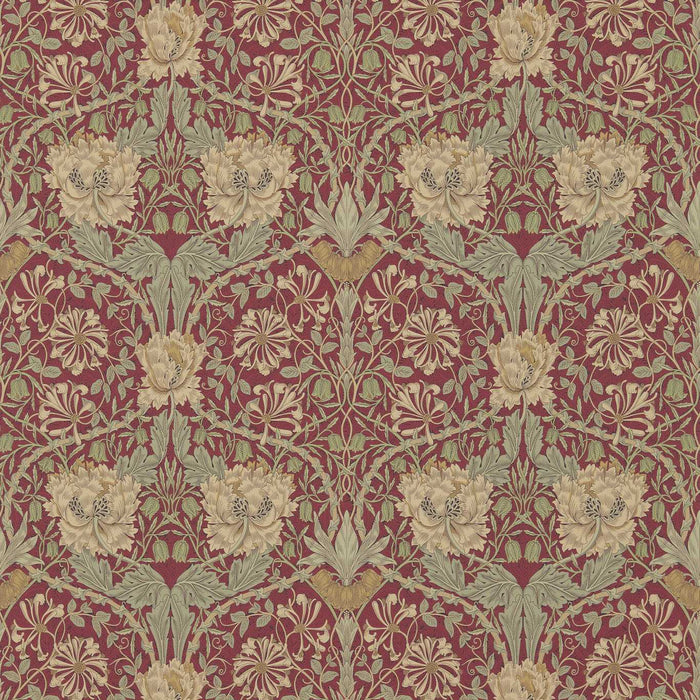 Morris & Co Honeysuckle & Tulip Red/Gold Wallpaper