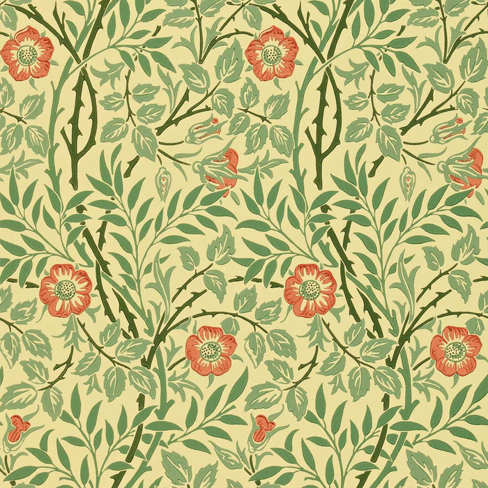 Morris & Co Sweet Briar Green/Rust Wallpaper