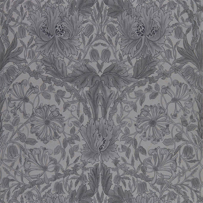 Morris & Co Pure Honeysuckle & Tulip Black Ink Wallpaper