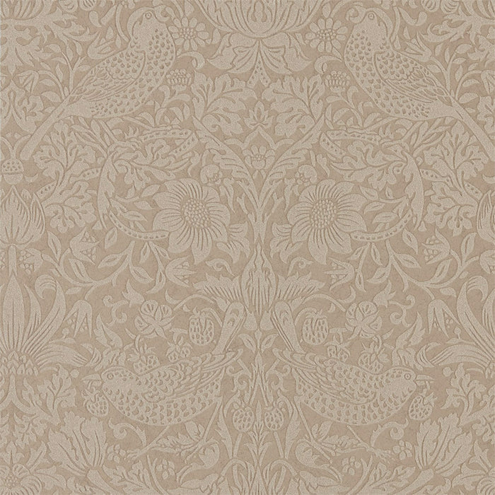 Morris & Co Pure Strawberry Thief Taupe/Gilver Wallpaper