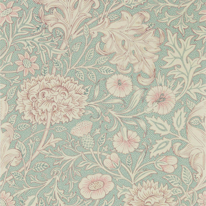 Morris & Co Double Bough Teal Rose Wallpaper