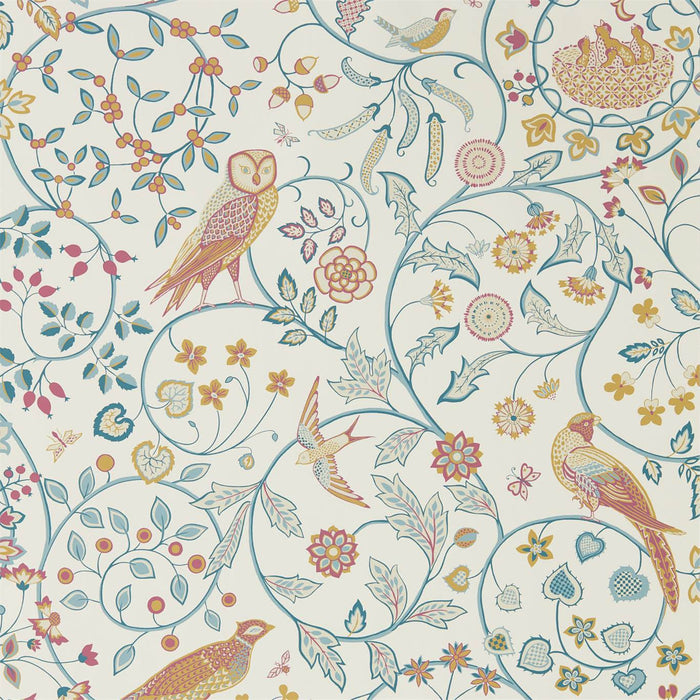 Morris & Co Newill Indigo Saffron Wallpaper