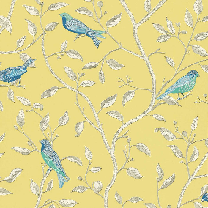 Finches Yellow Wallpaper