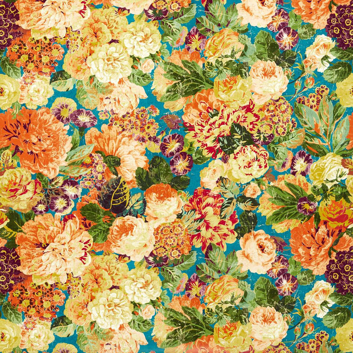 Very Rose and Peony Kingfisher/Rowan Berry Wallpaper