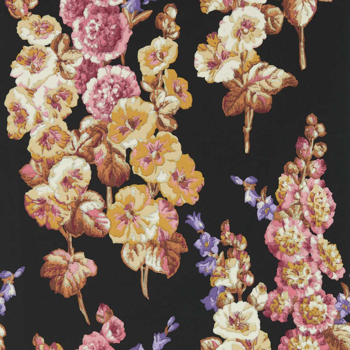 Hollyhocks Copper/Rhodera Wallpaper