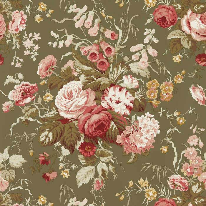 Stapleton Park Olive/Bengal Red Wallpaper