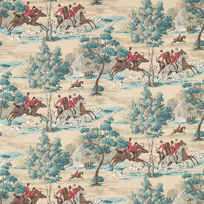 Tally Ho Teal/Ruby Wallpaper