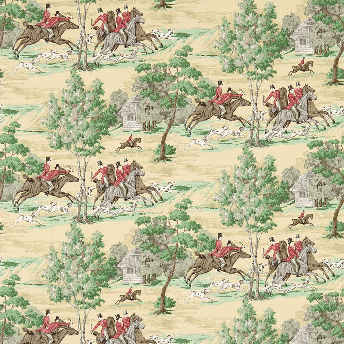 Tally Ho Evergreen/Crimson Wallpaper