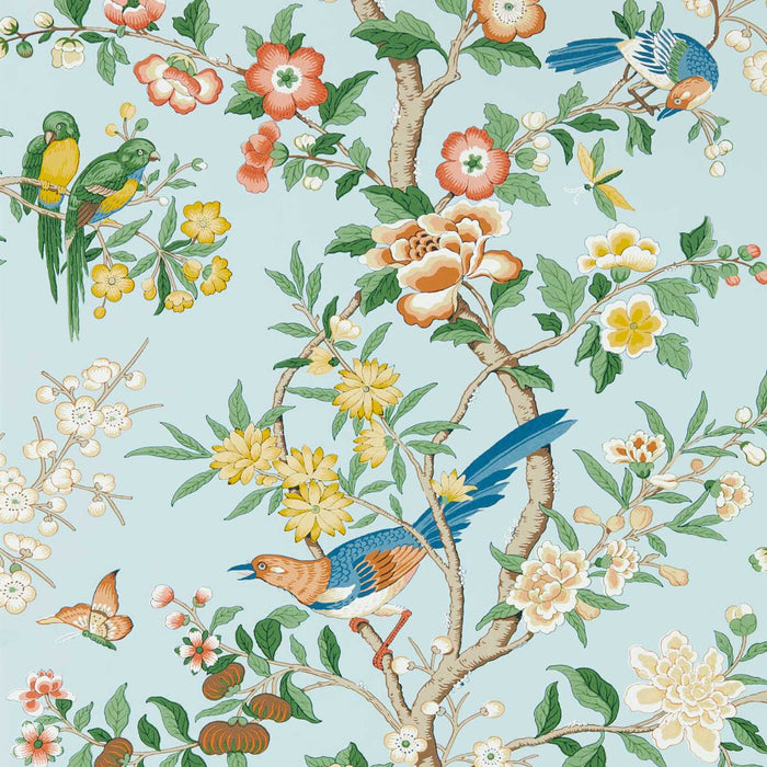 Chinoiserie Hall Dawn Blue/Persimmon Wallpaper