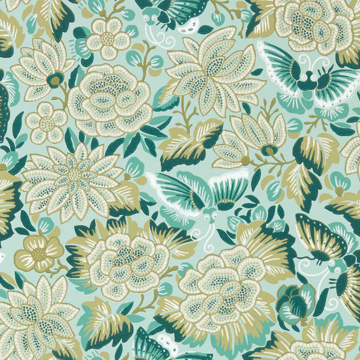 Amara Butterfly - Bamboo/ Fountain Green Wallpaper